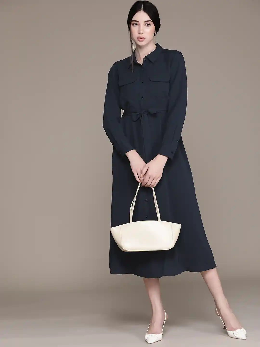 Buy Macy's Alfani Women Solid Shirt Midi Dress Dresses for Women