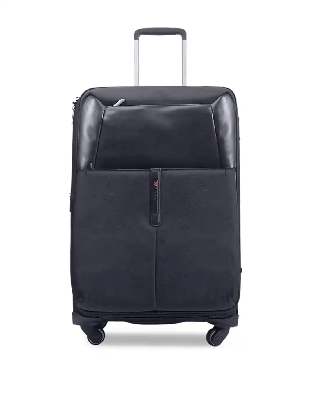 ECHOLAC Black Solid Soft-Sided Medium Suitcase Trolley Bag