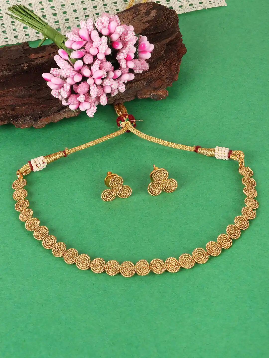 Buy JEWELS GEHNA Gold-Plated Designed Jewellery Set Jewellery