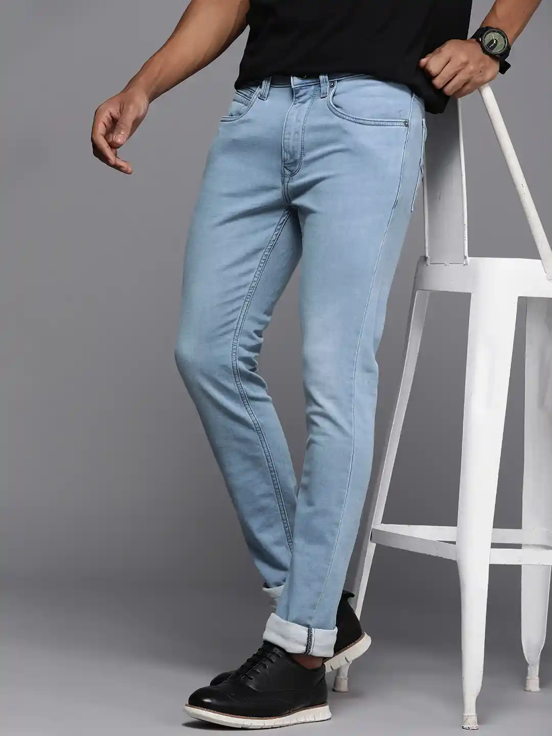 Buy Louis Philippe Jeans Men Blue Super Slim Fit Low-Rise Light