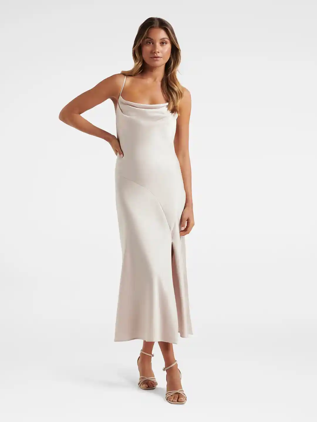 Buy Forever New White Satin Maxi Dress Dresses for Women