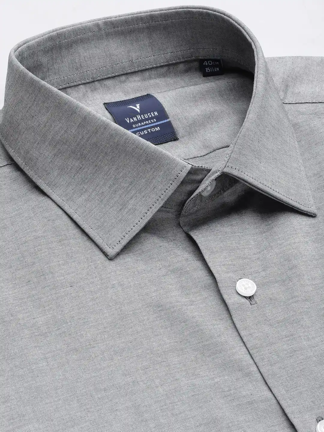 Van Heusen Men Grey Custom Fit Pure Cotton Formal Shirt