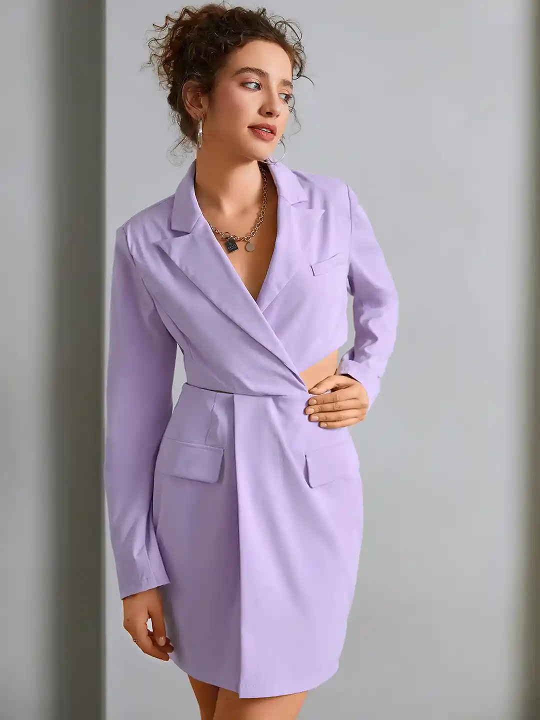 Buy URBANIC Purple Solid Formal Blazer Dress Dresses for Women