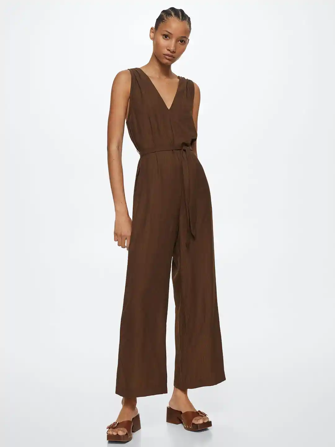 Buy MANGO Brown Solid Basic Jumpsuit Jumpsuit for Women 19100894