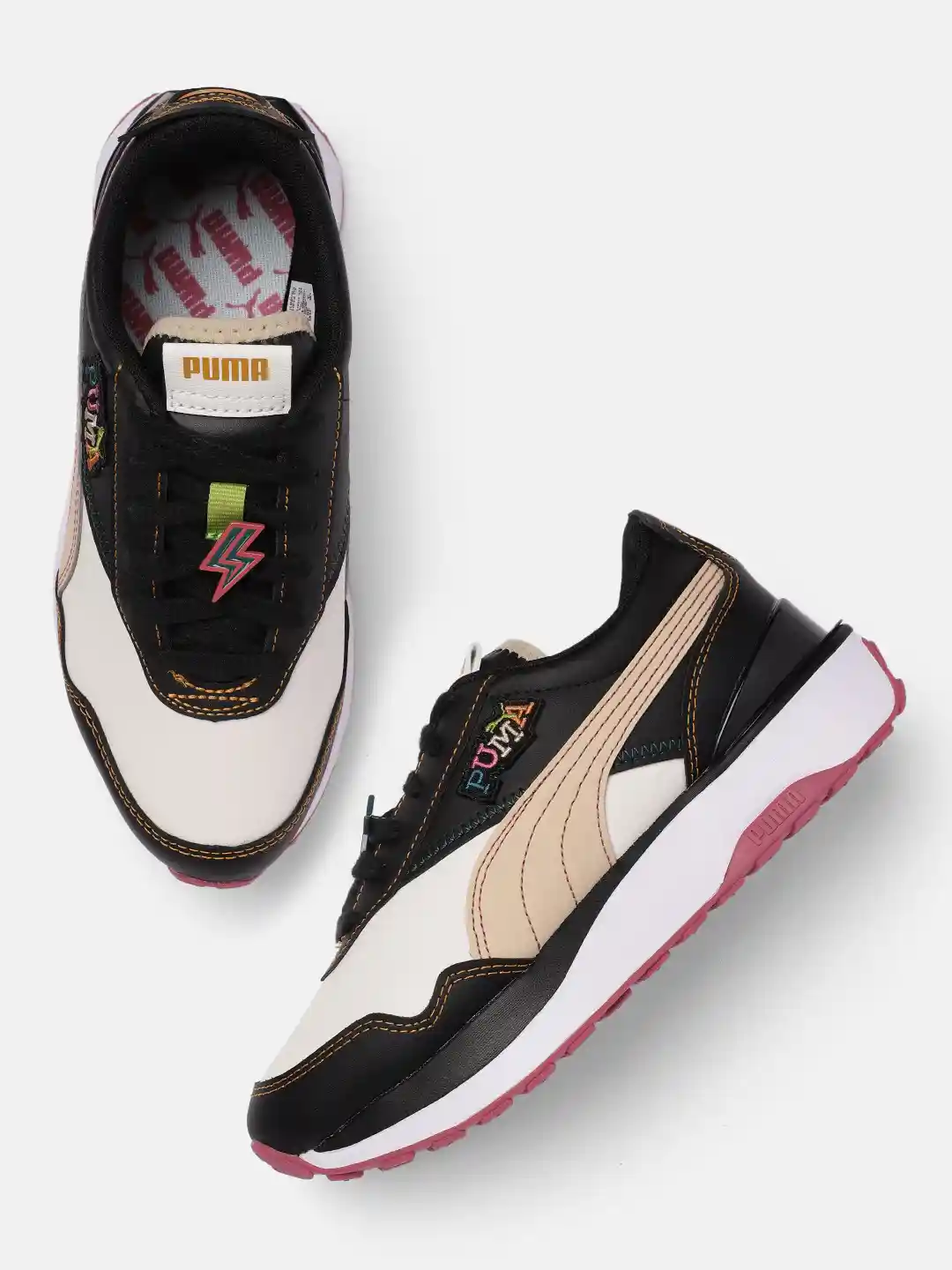 Buy Puma Women Black Beige Cruise Rider Badge Colourblocked
