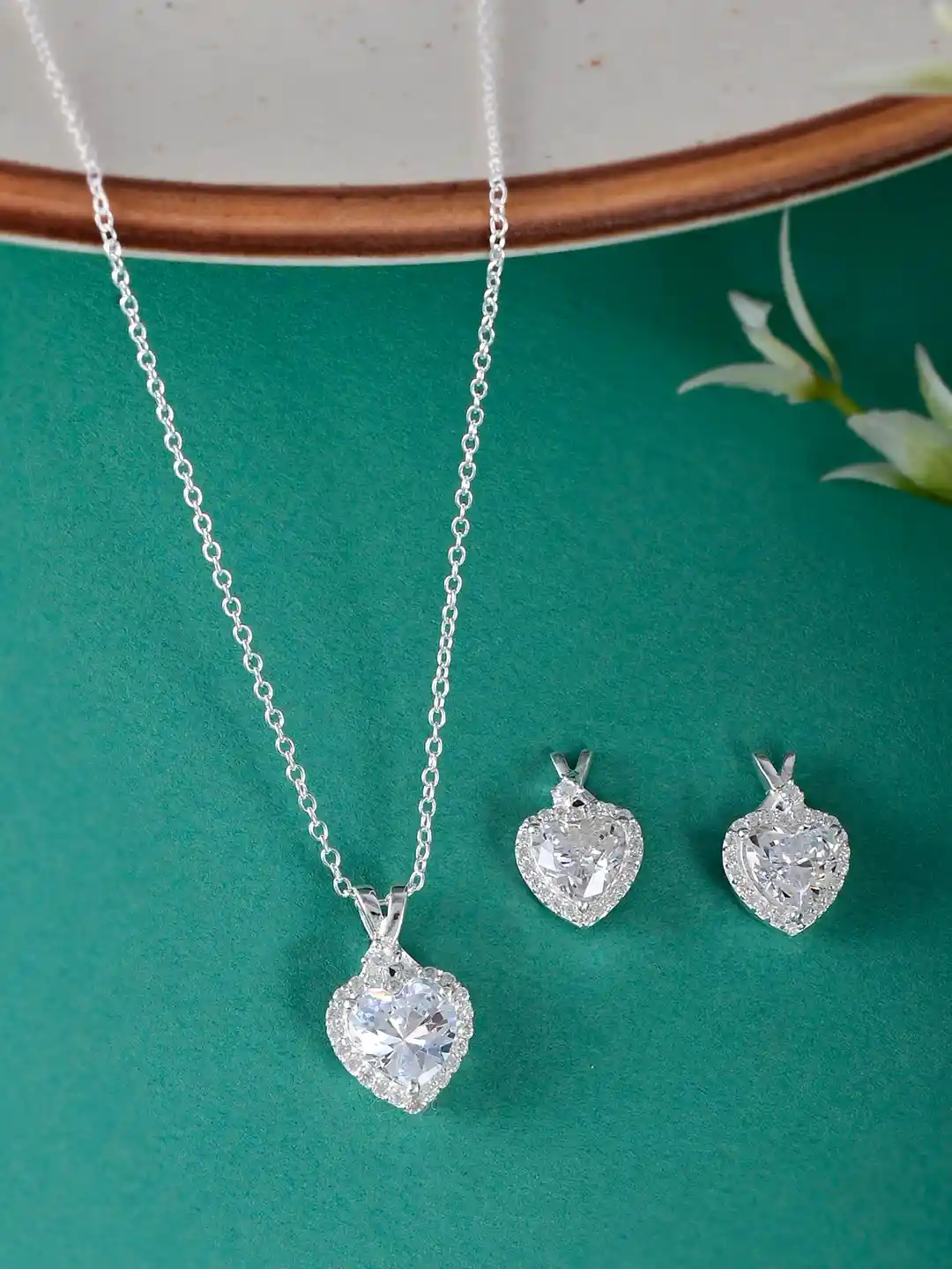 Heart Shaped Zales Jewelry Set The Heart Silver Pendent Set With