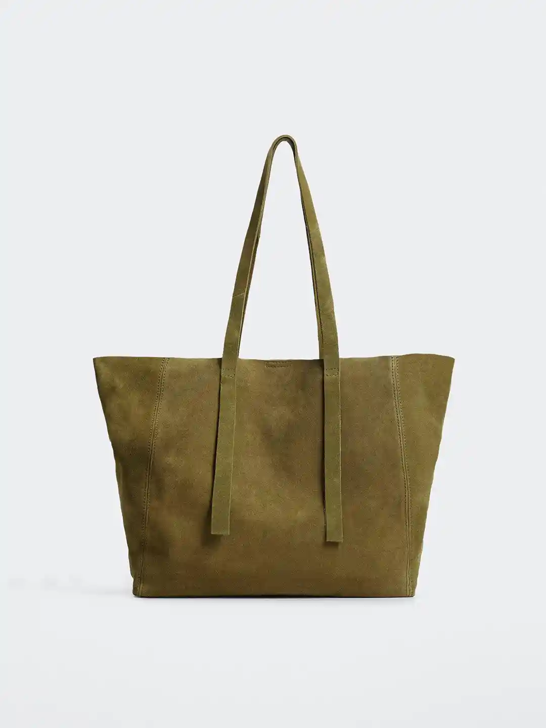 Buy MANGO Olive Green Solid Leather Structured Shoulder Bag with