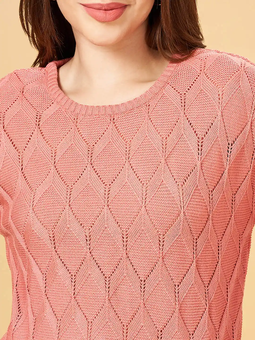 Buy Honey by Pantaloons Women Pink round neck sweater Sweaters