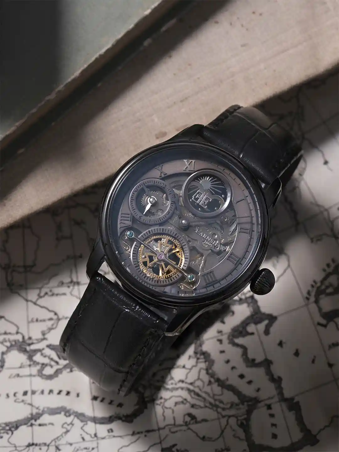 Buy EARNSHAW Men Grey Longitude Shadow Automatic Skeleton Moon