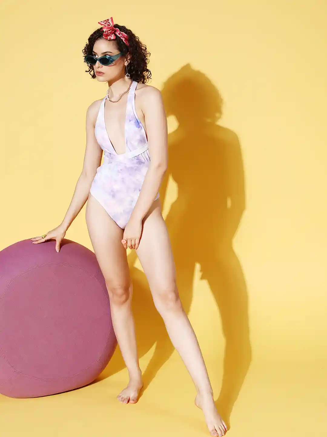 Buy Berrylush Women Classy Blue Tie and Dye Swimsuit Swimwear