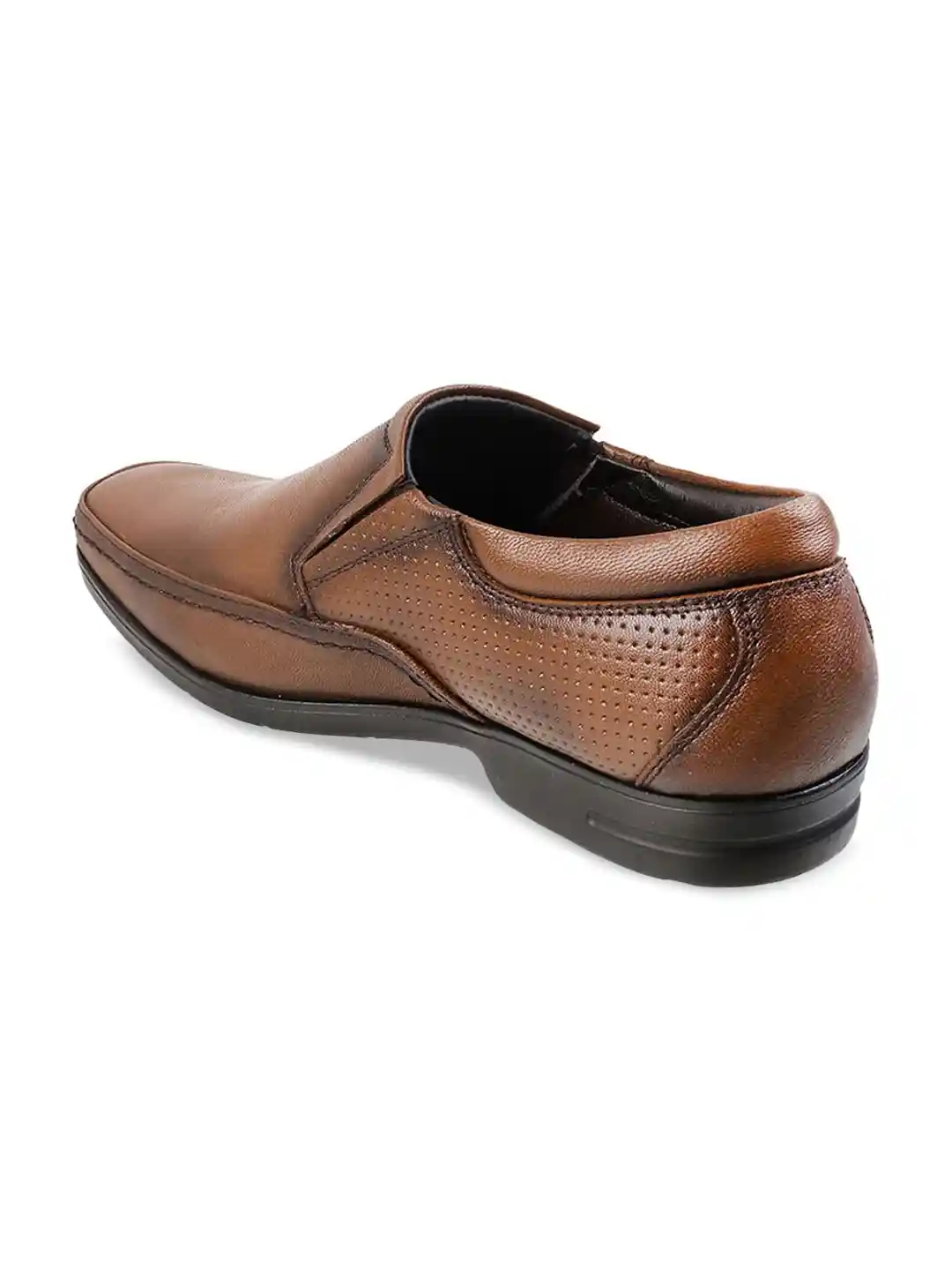 Buy Metro Men Tan Solid Leather Slip-On Formal Shoes Formal