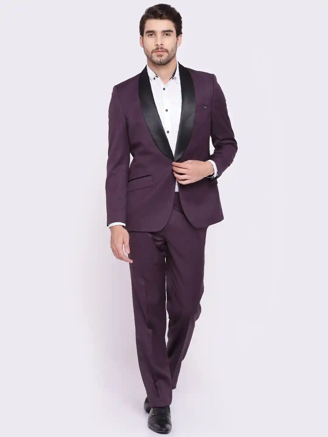 Buy Raymond Men Purple Tailored Contemporary Fit Single-Breasted