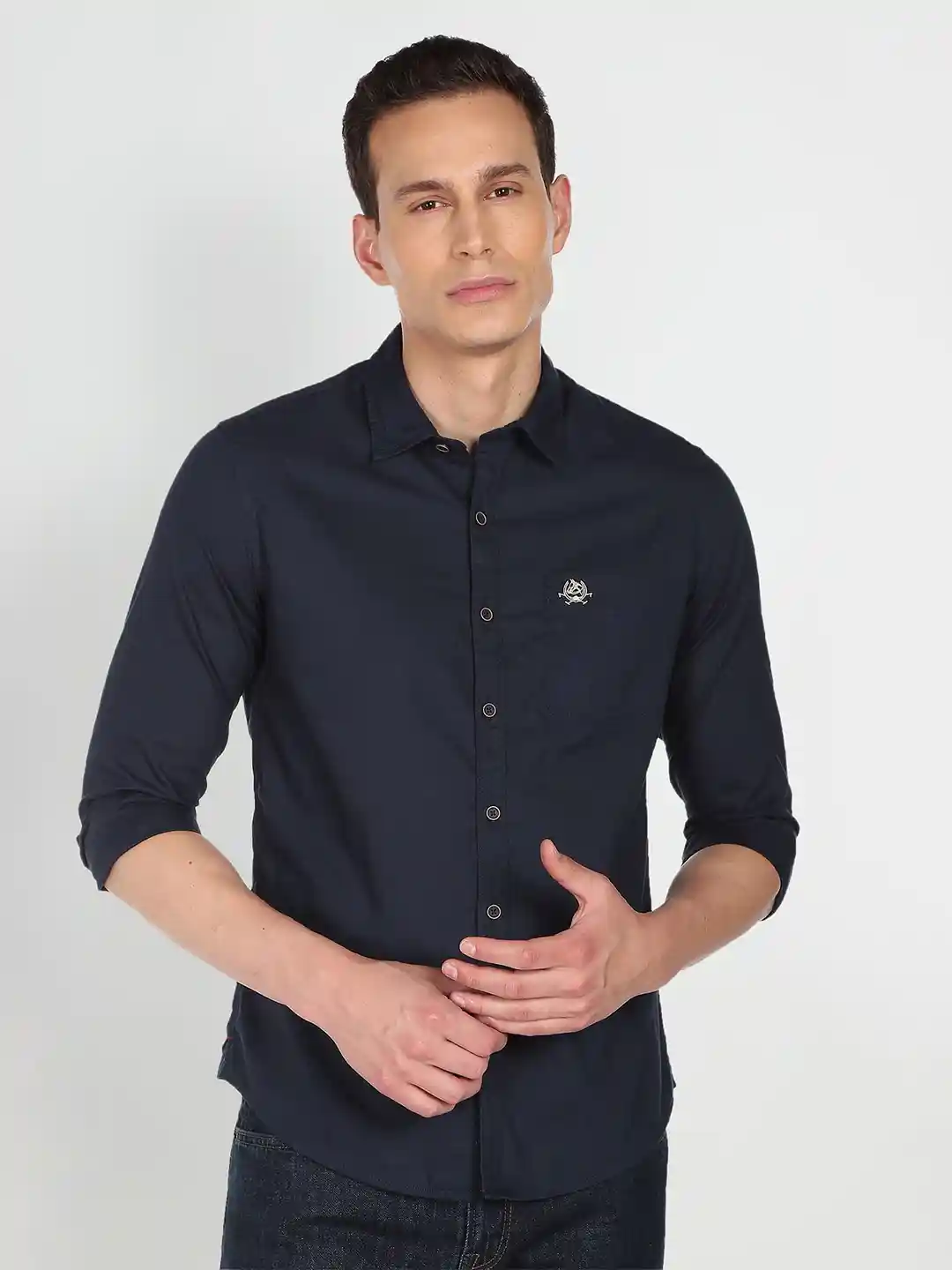 Buy U S Polo Assn Denim Co Men Navy Blue Solid Slim Fit Pure