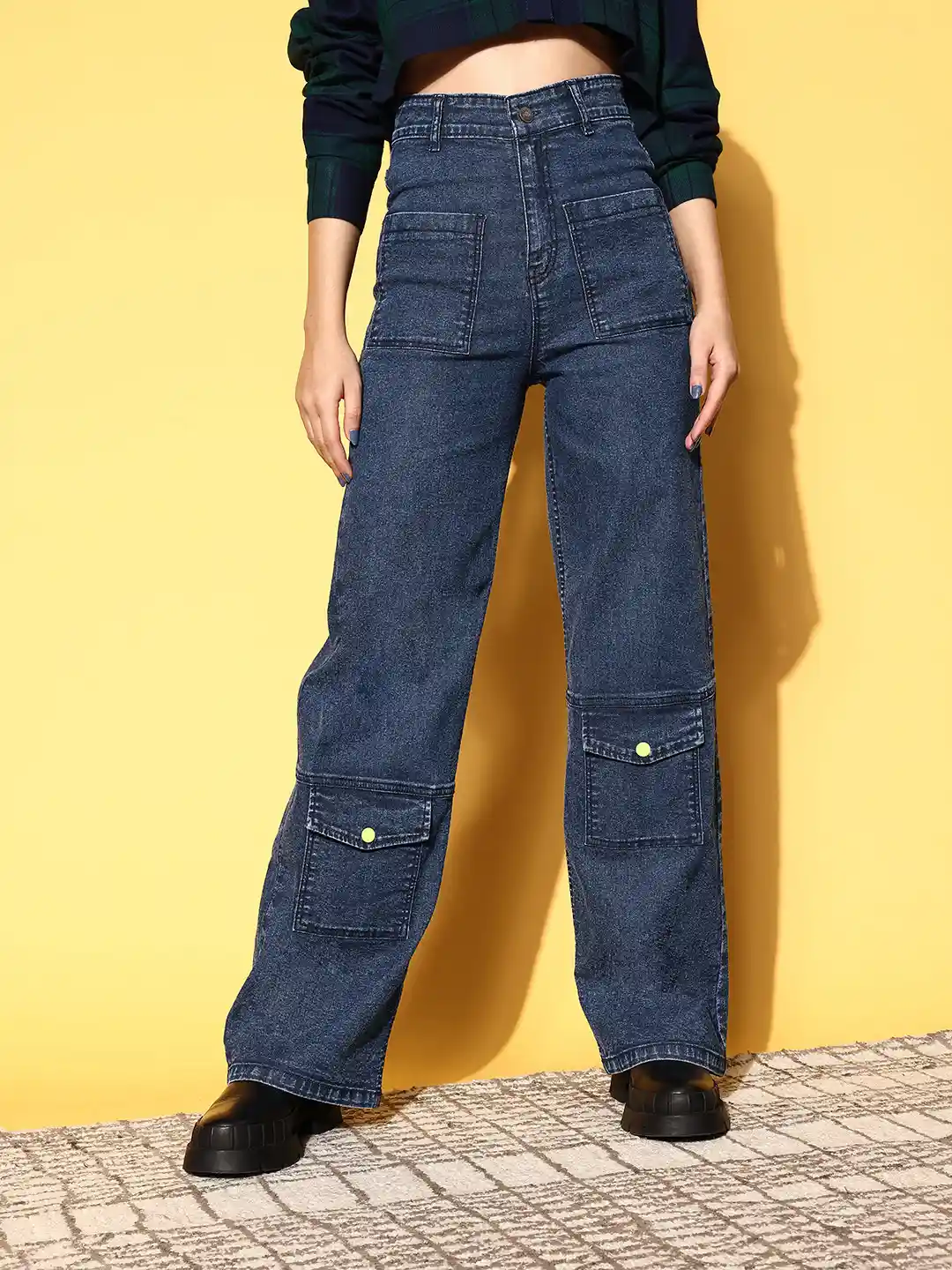 Buy SASSAFRAS Stylish Blue High-Rise Straight Fit Jeans Jeans - Main Image