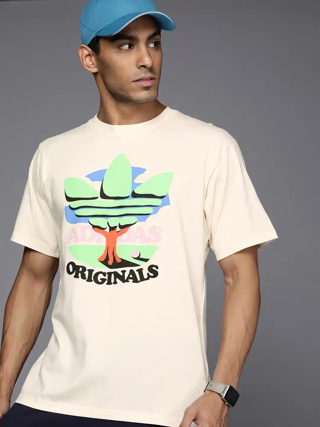 Buy ADIDAS Originals Men Off White Trefoil Tree Printed Organic