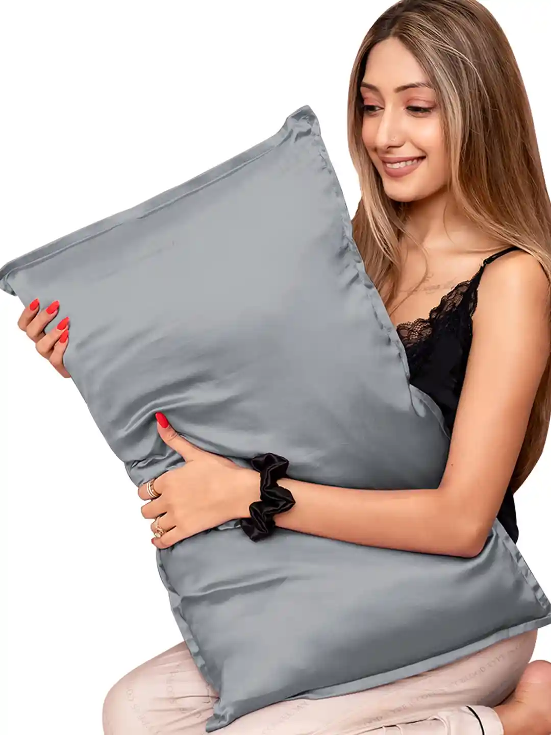 Buy Furbo Grey Solid Pure Mulberry Silk Pillow Covers Pillow