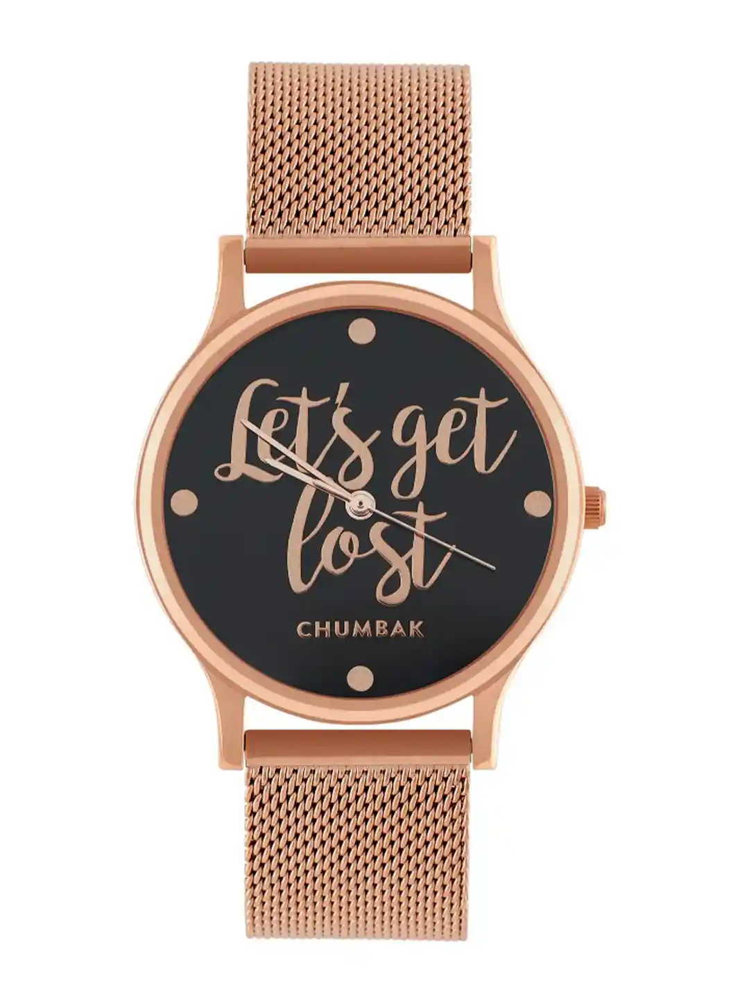 TEAL BY CHUMBAK Women Black Brass Embellished Dial Rose Gold-Plated  Bracelet Style Straps Analogue Watch
