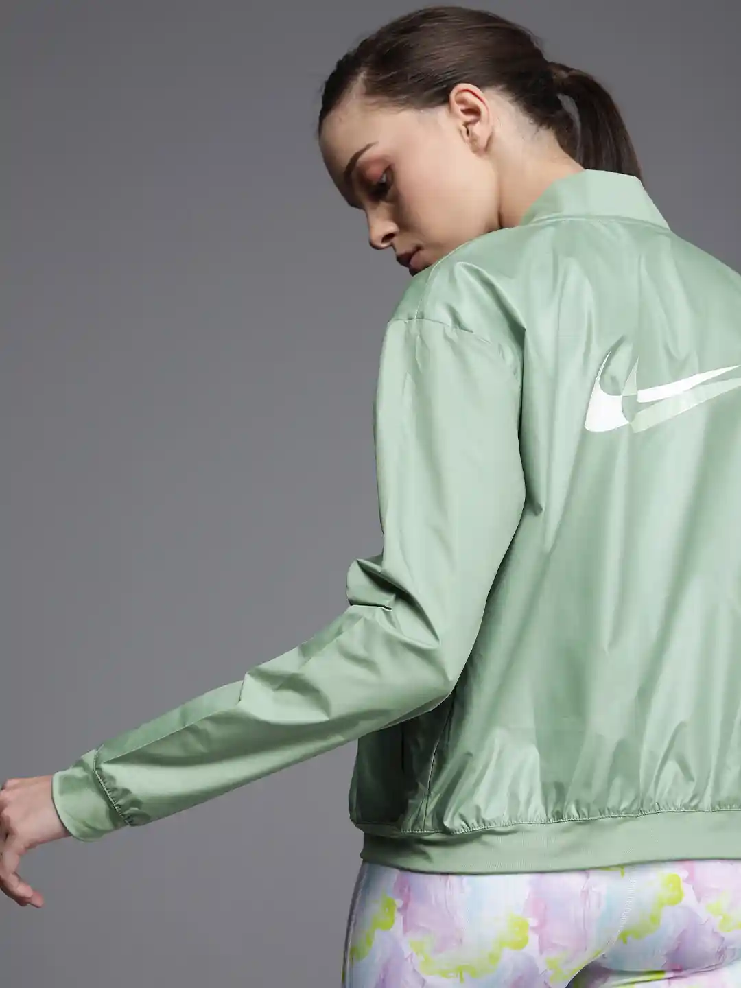 Buy Nike Women Green Solid Reflective Swoosh Running Sporty Jacket