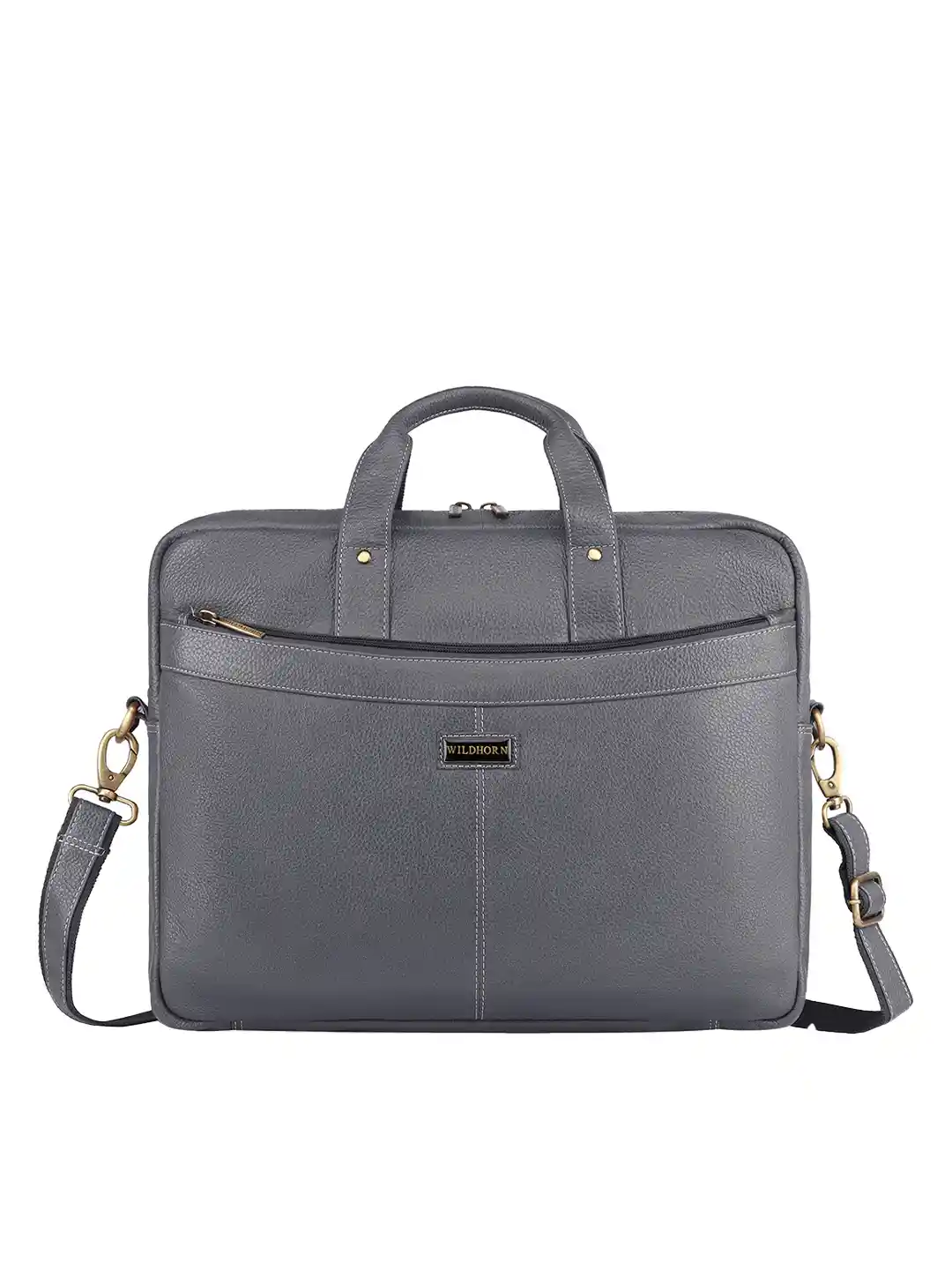 Men Grey Leather Messenger Bag Messenger Bag VELEZ Top Grain