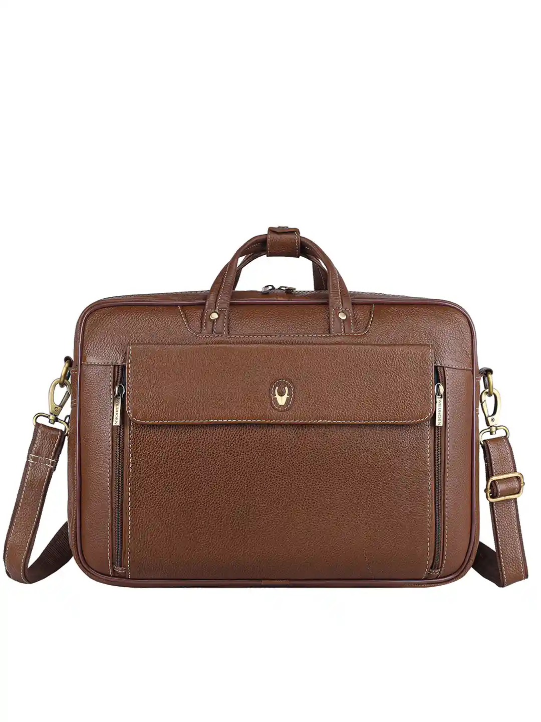 WildHorn Men Brown Green Detachable Sling Bag Leather Laptop Bag