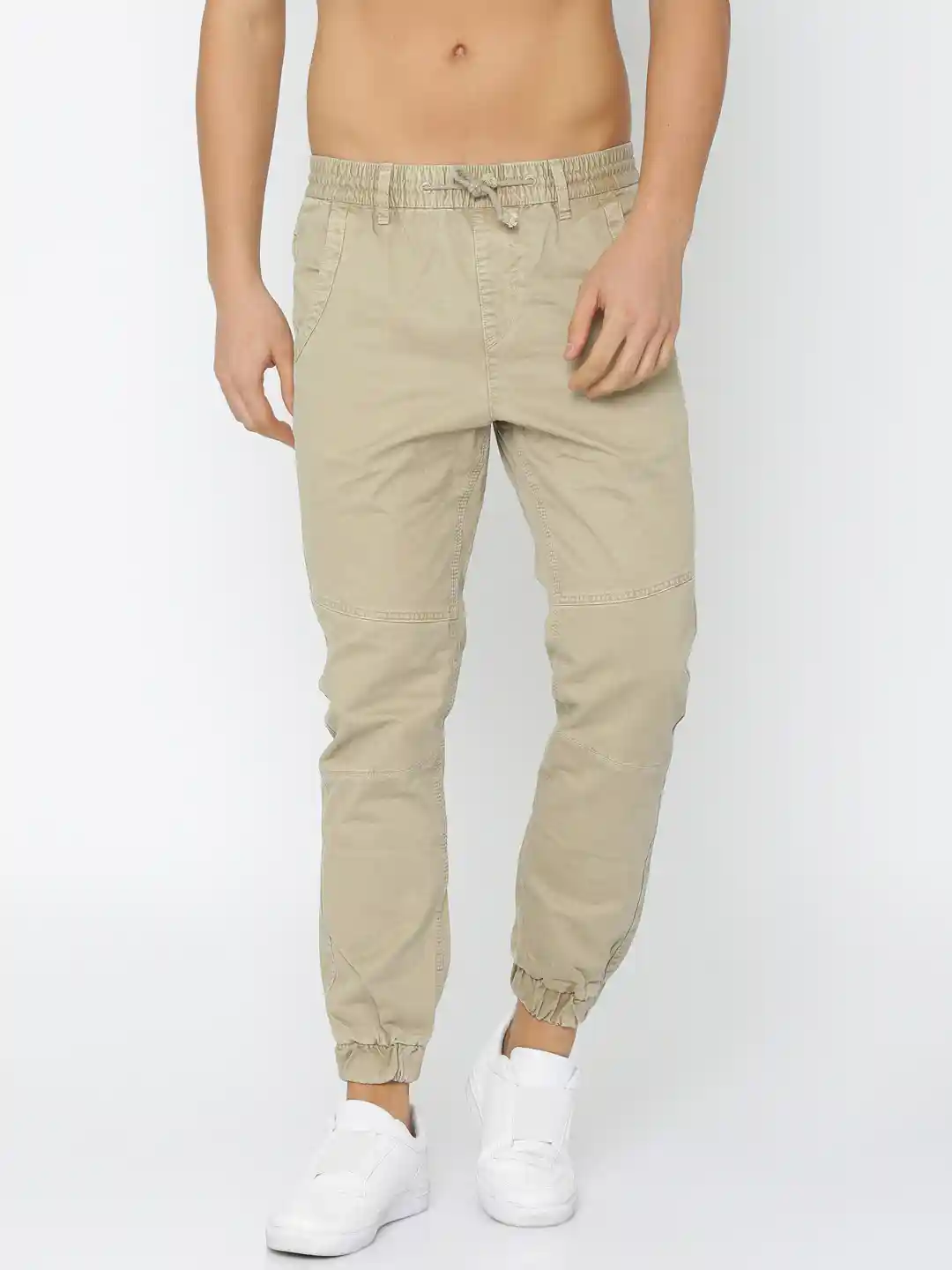 Roadster Men Beige Regular Fit Solid Joggers - Main Image
