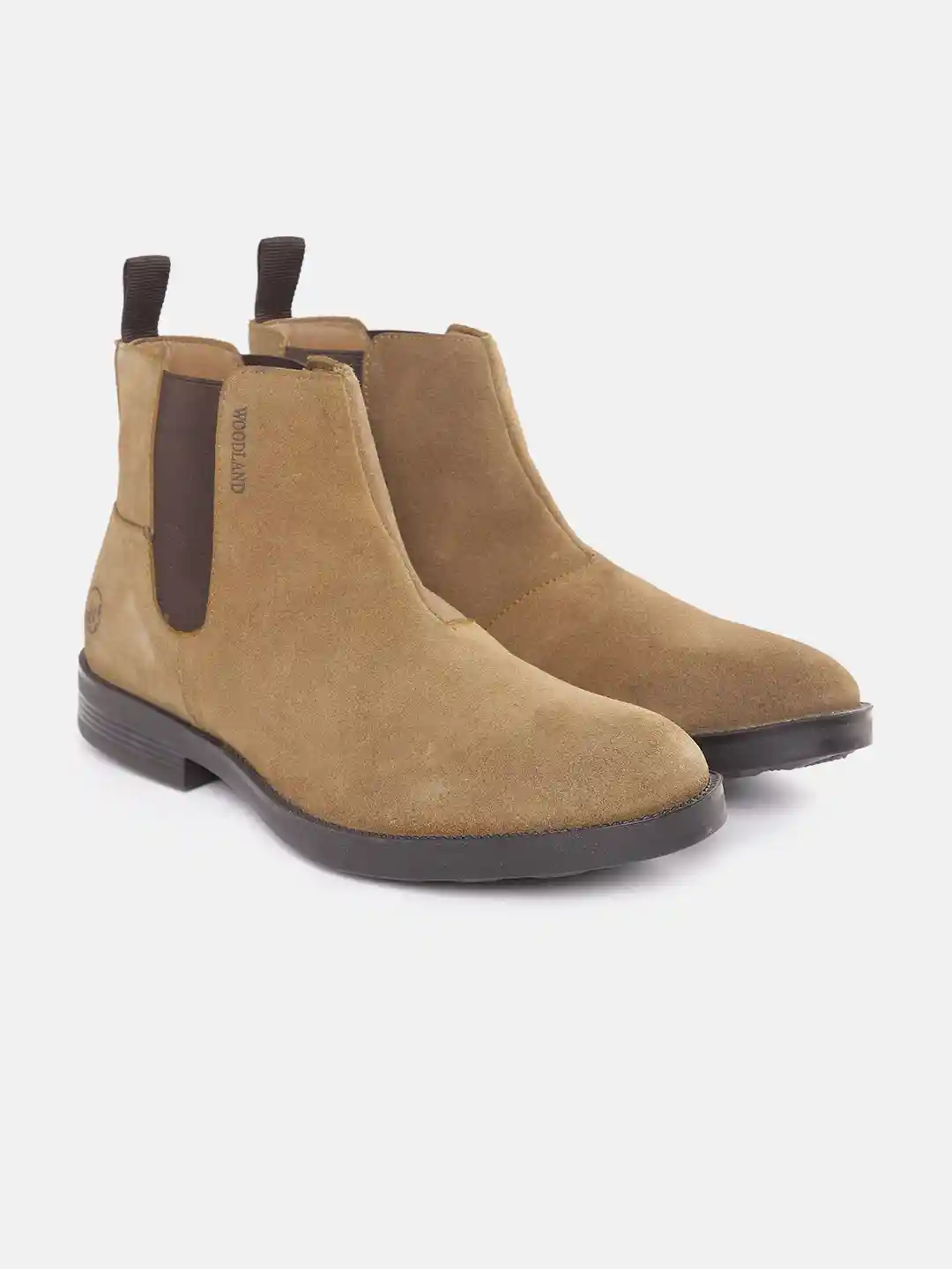 Buy Woodland Men Camel Brown Solid Suede Mid-Top Chelsea Boots