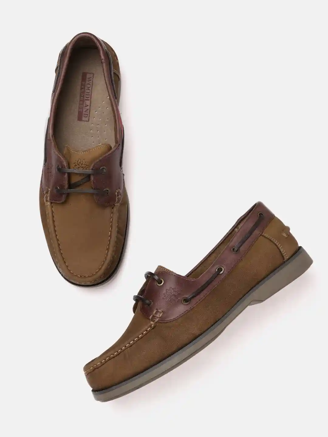 Woodland Mens Leather Slip On Boat Shoes Men Lace-Up Boat Shoes
