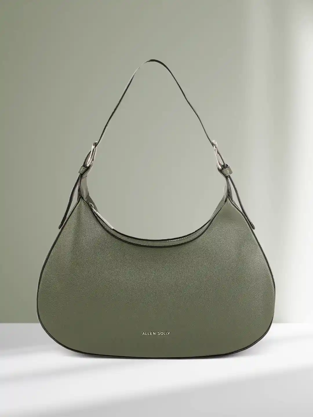 Buy Allen Solly Olive Green Solid Hobo Bag Handbags for Women