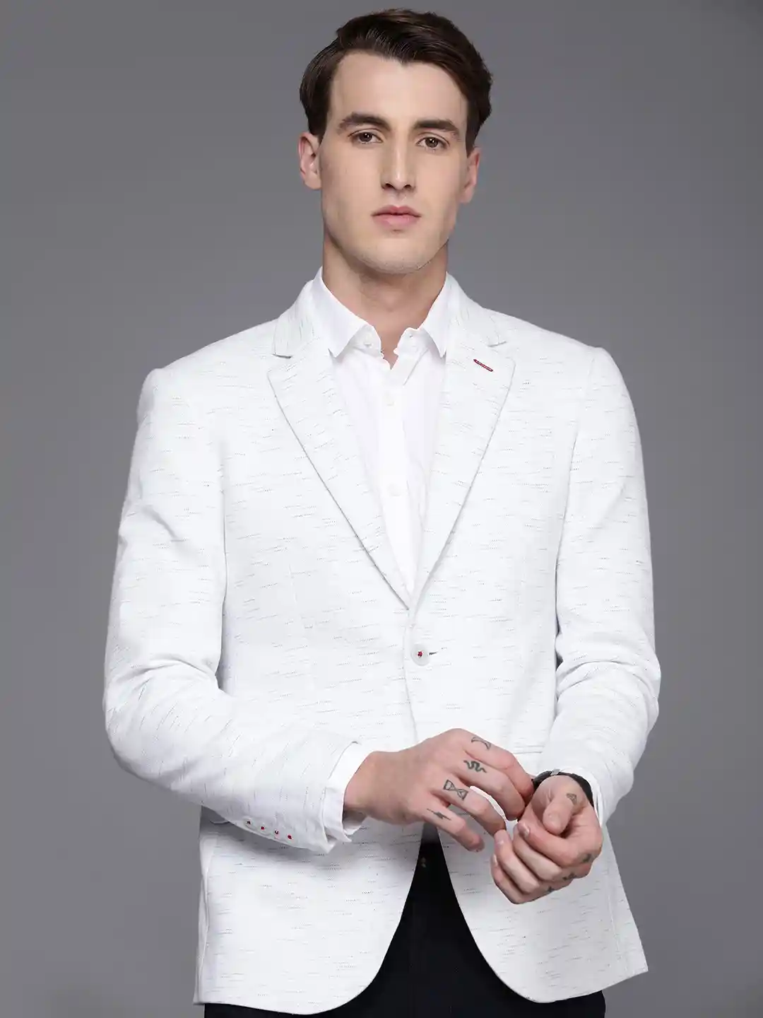 Buy Manyavar Men White Self Design Party Wear Blazer Blazers for