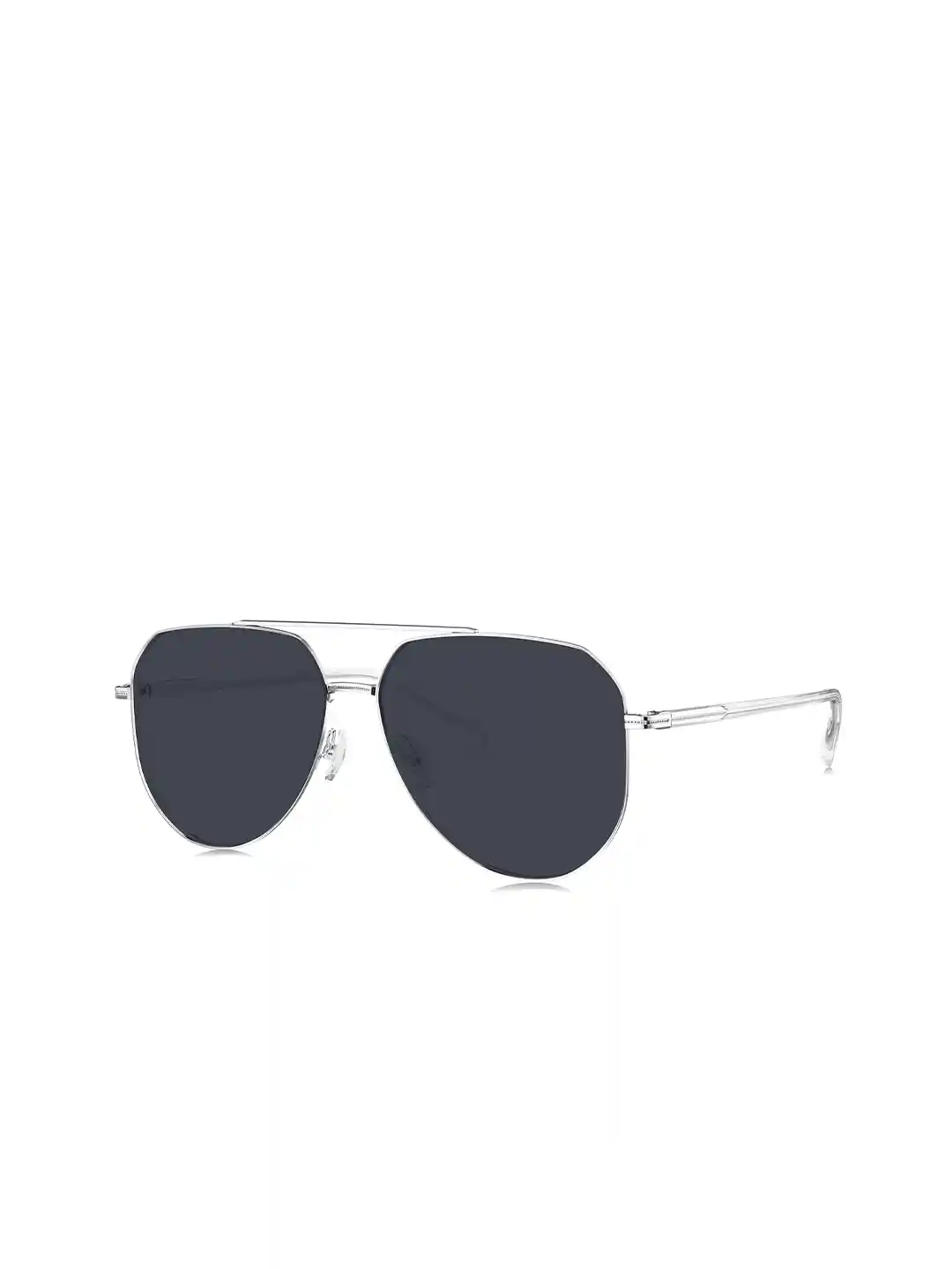 BOLON EYEWEAR Men Blue Lens Silver-Toned Aviator Sunglasses with  Polarised Lens