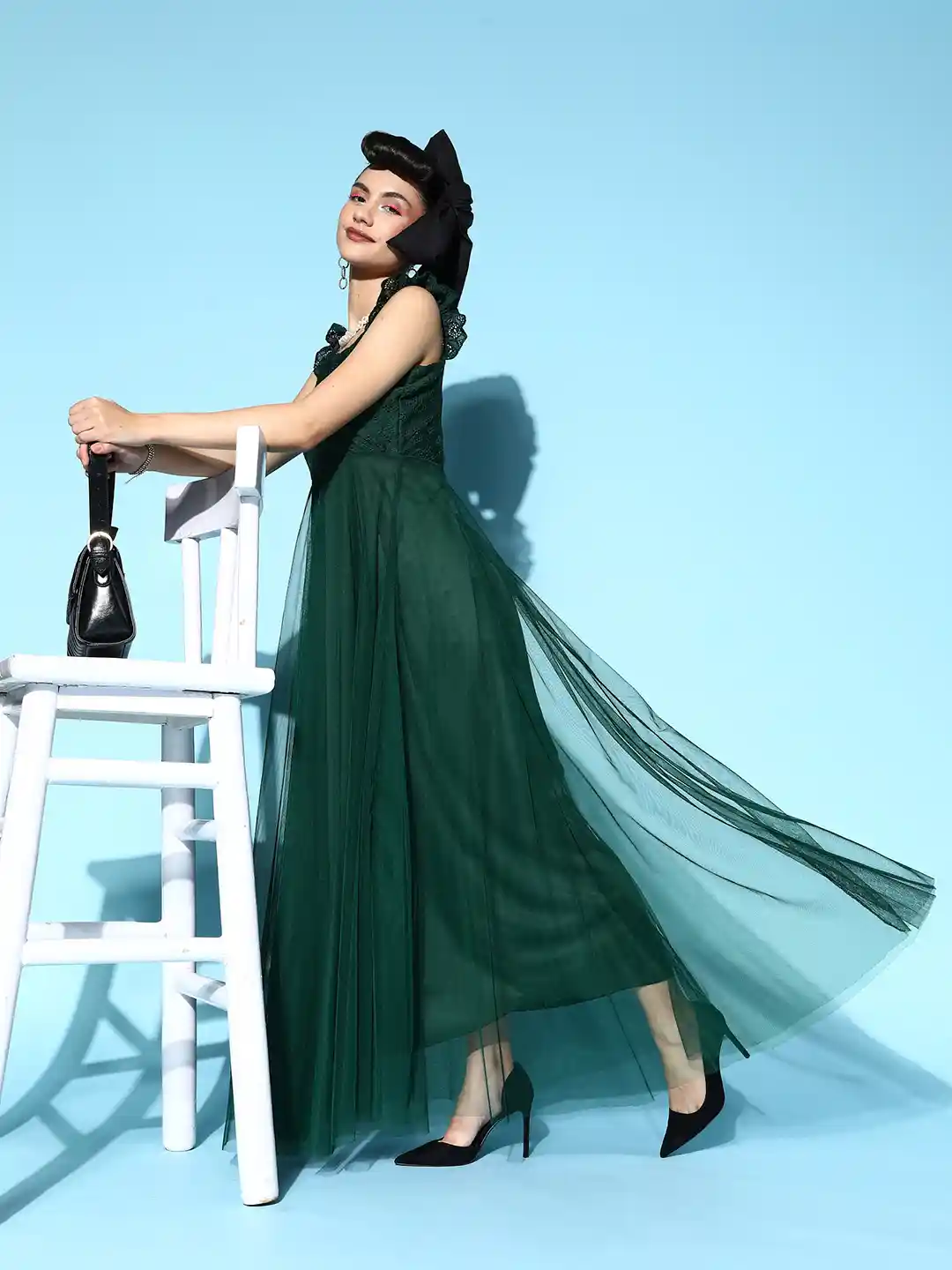 Buy U&F Women Gorgeous Green Solid Elevated Gown Dress Dresses