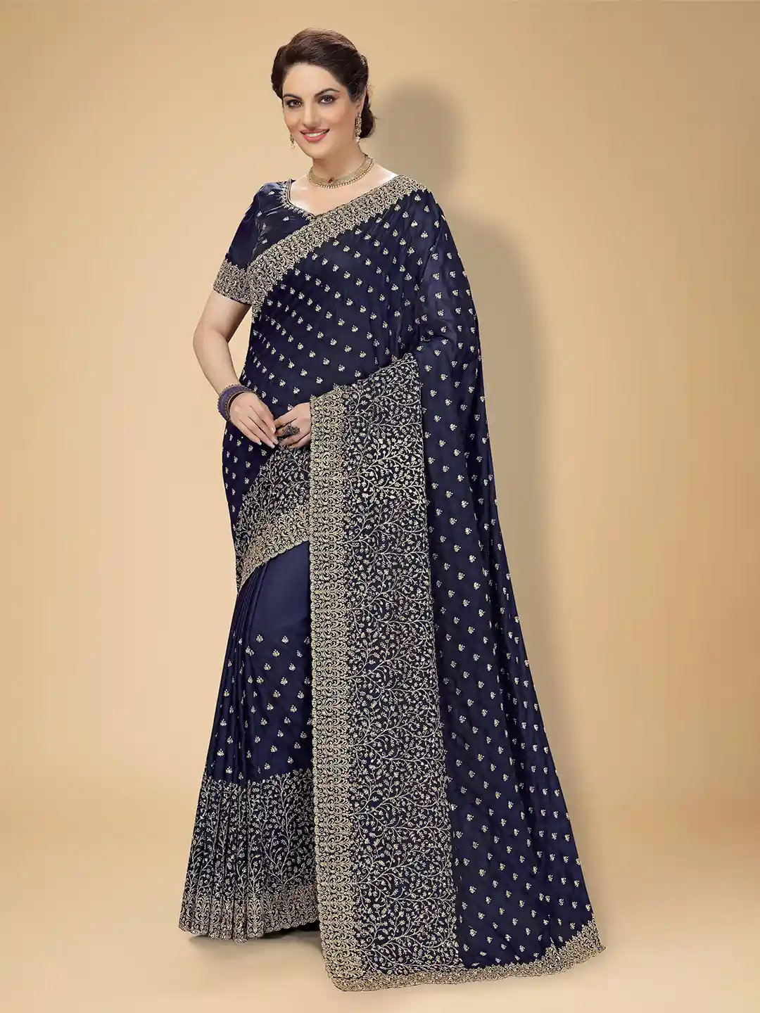 blue gold saree