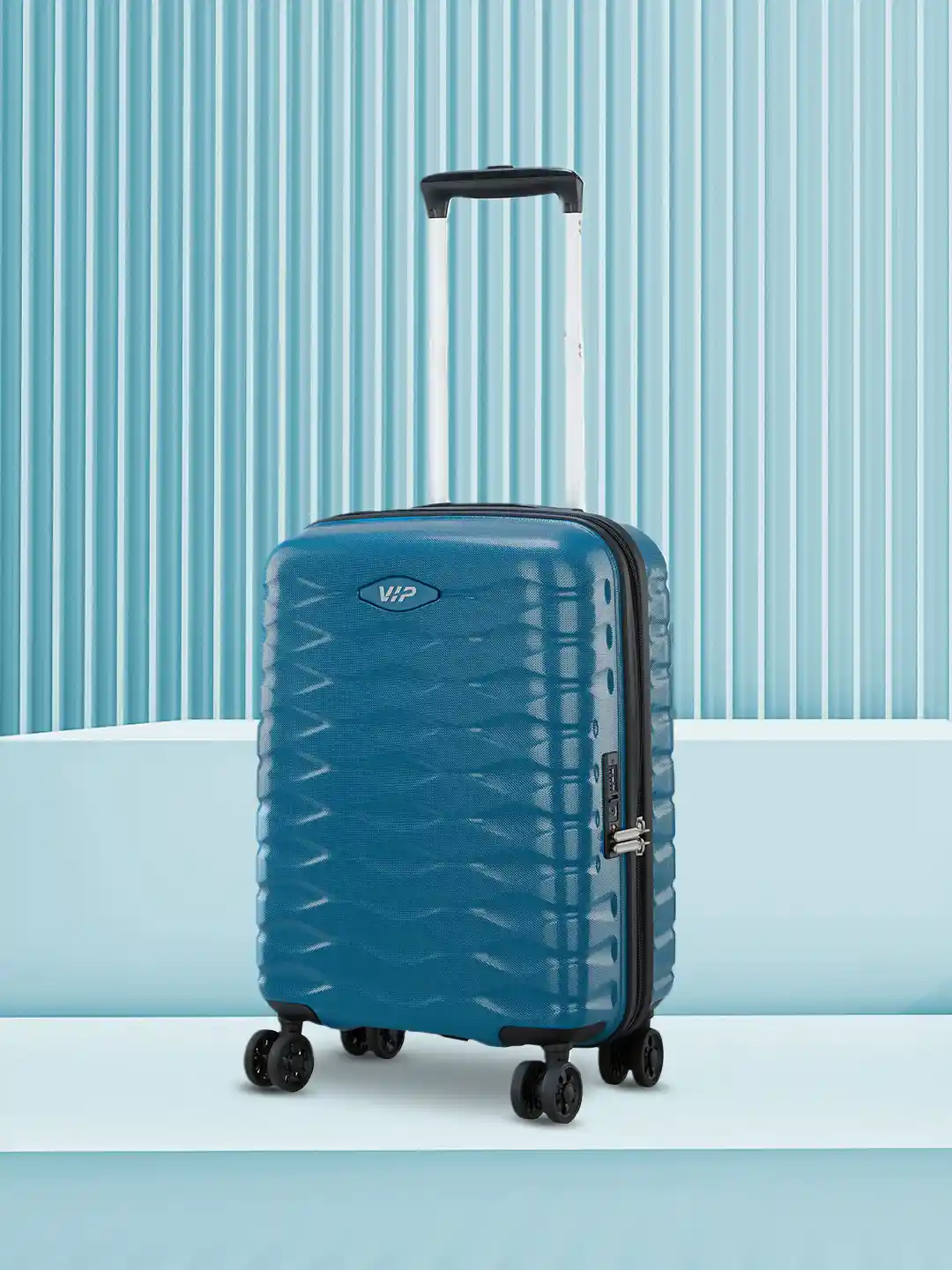 Buy VIP Blue Textured Hard-Sided Foxtrot Cabin Trolley Suitcase