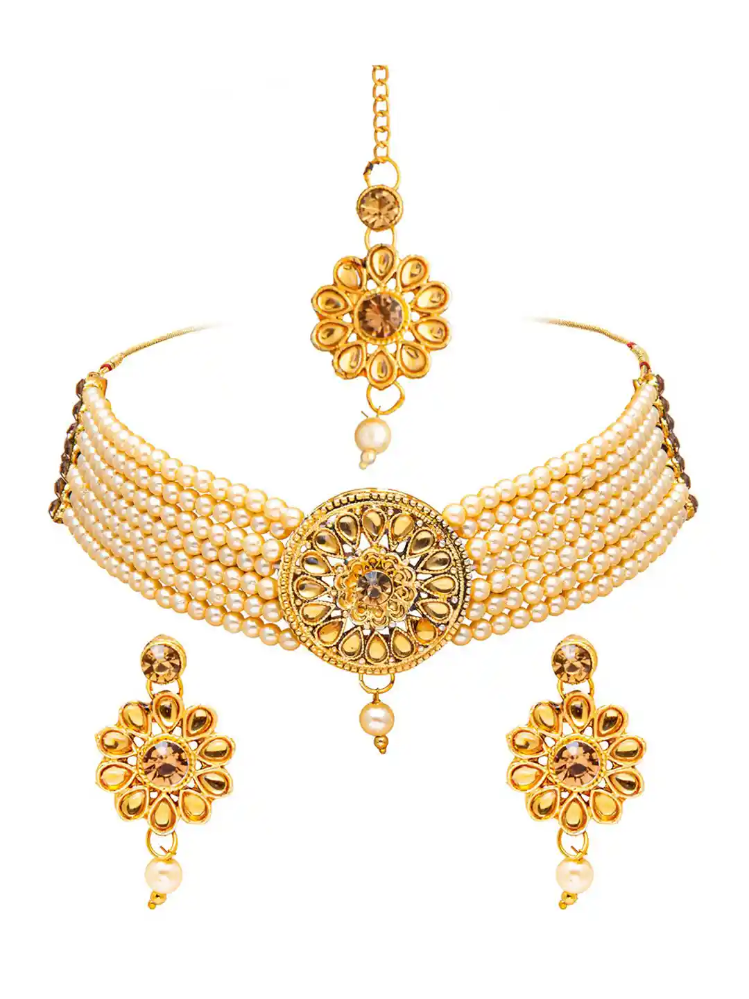 Buy Shining Jewel By Shivansh Gold-Toned Gold-Plated Choker