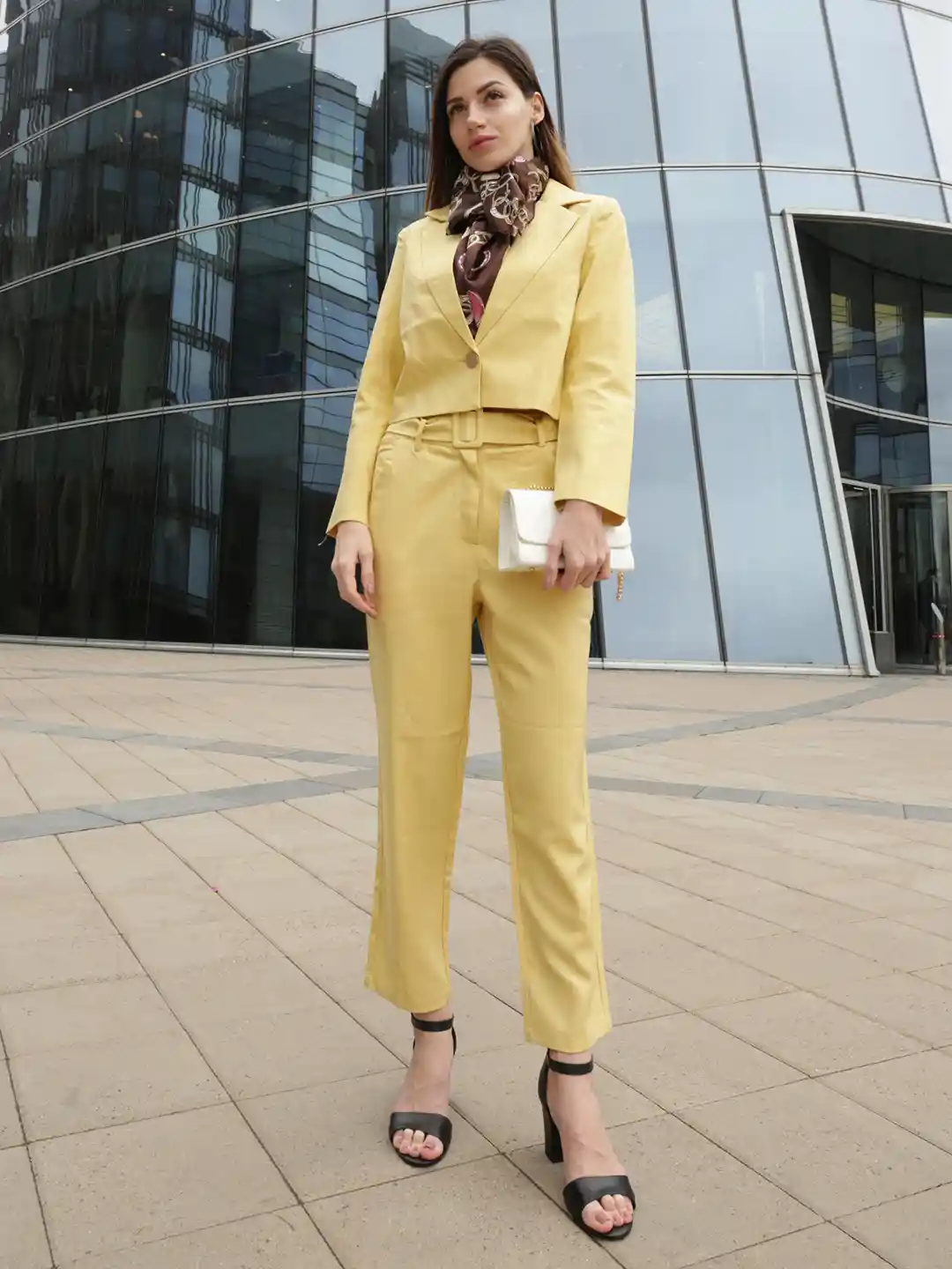 Buy Dlanxa Women Yellow Solid Single-Breasted 2-Piece Formal Suit