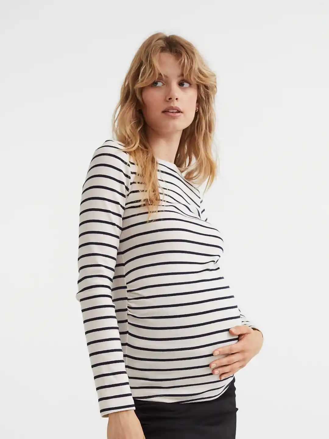 Buy H&M White Black Striped Long Sleeve Top Tops for Women