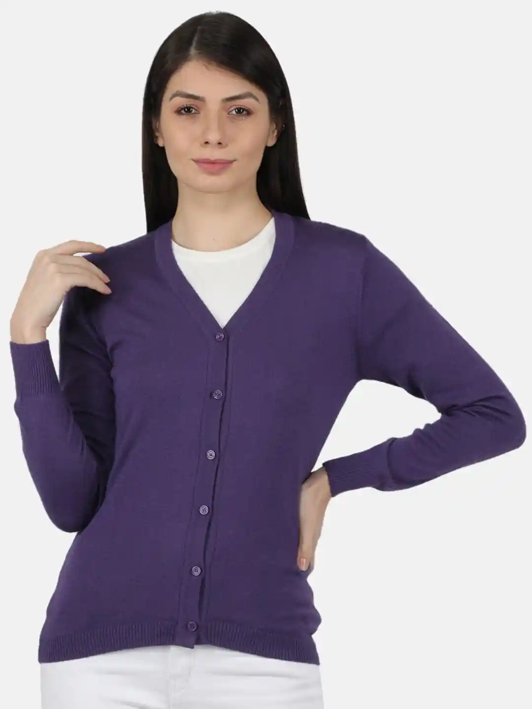 Buy Monte Carlo Women Purple Cardigan Sweaters for Women - Main Image