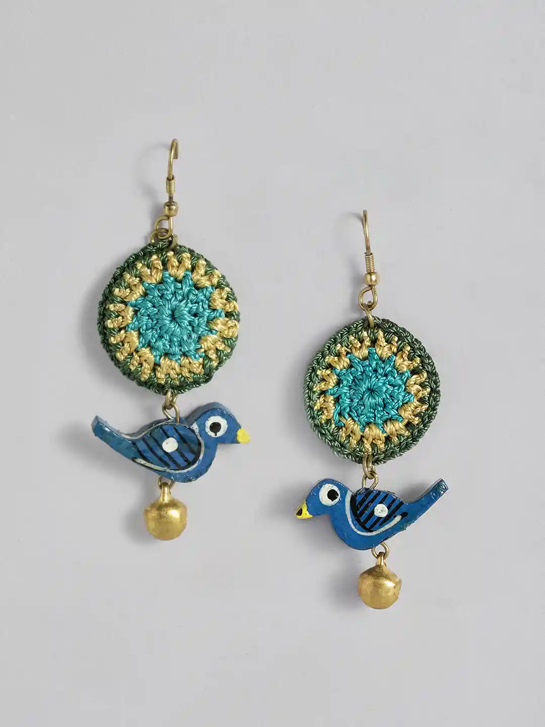 Buy Taavi Wooden Parrot Bell Circular Drop Earrings Earrings for