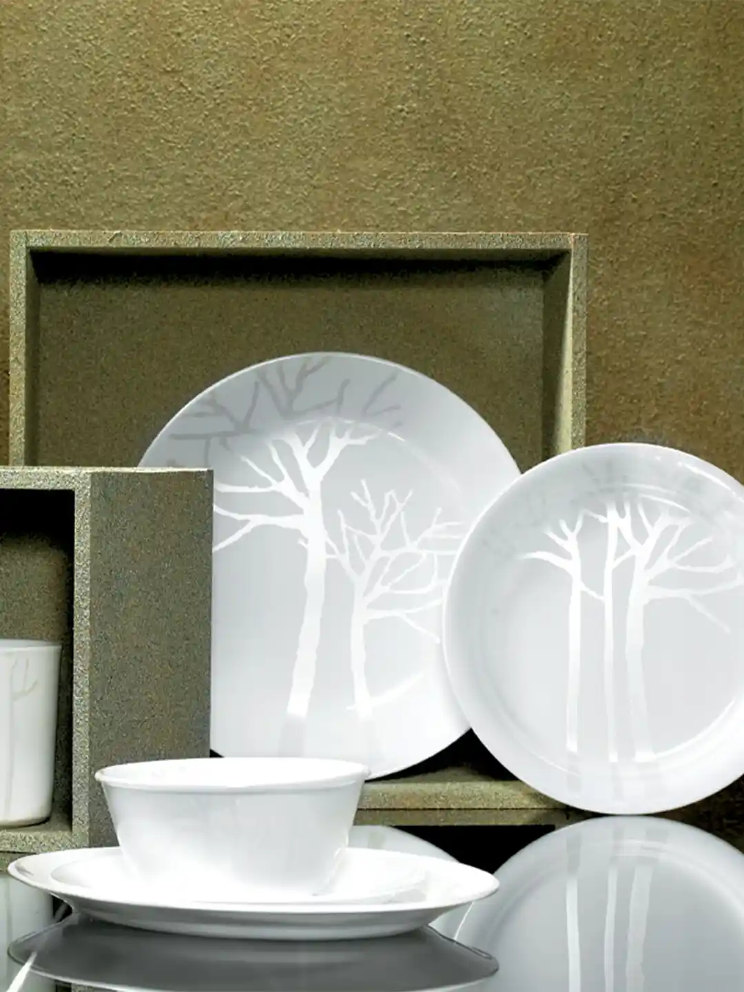 Buy Corelle Asia Collection Gold Series White Leaf Vitrelle Glass