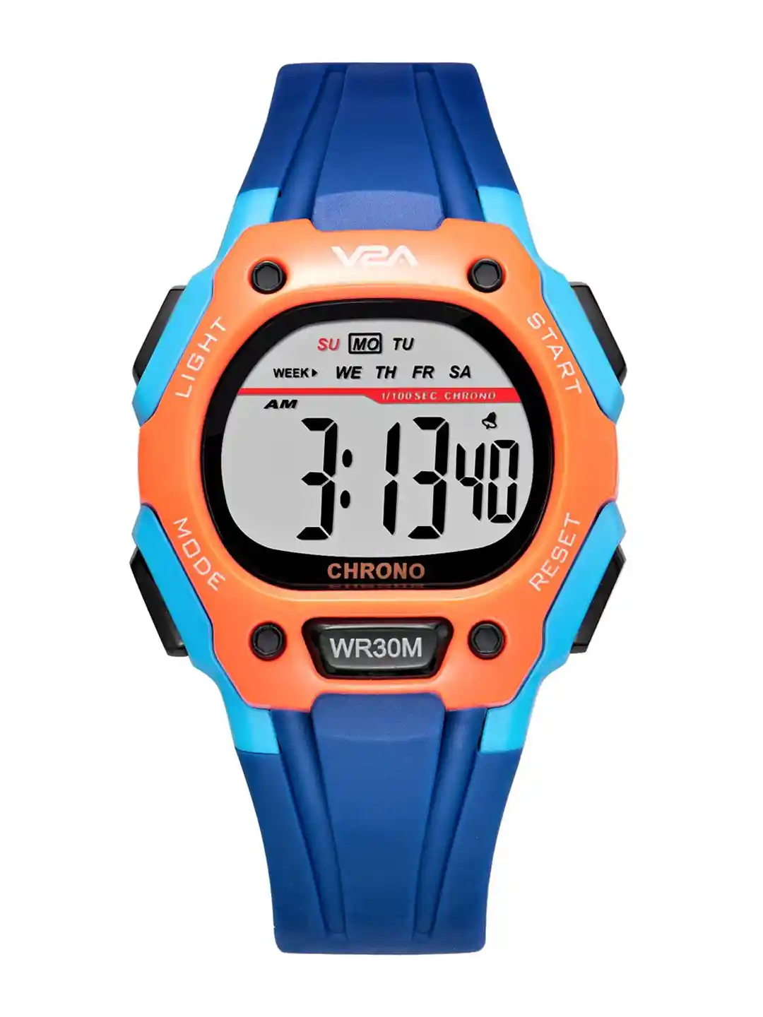 V2A Boys Orange Embellished Dial Blue Bracelet Style Straps Digital Multi  Function Watch DK8557-Blue
