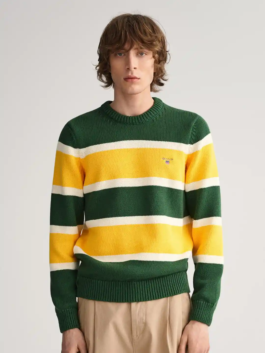 Buy GANT Men Green Yellow Colourblocked Pullover Sweater