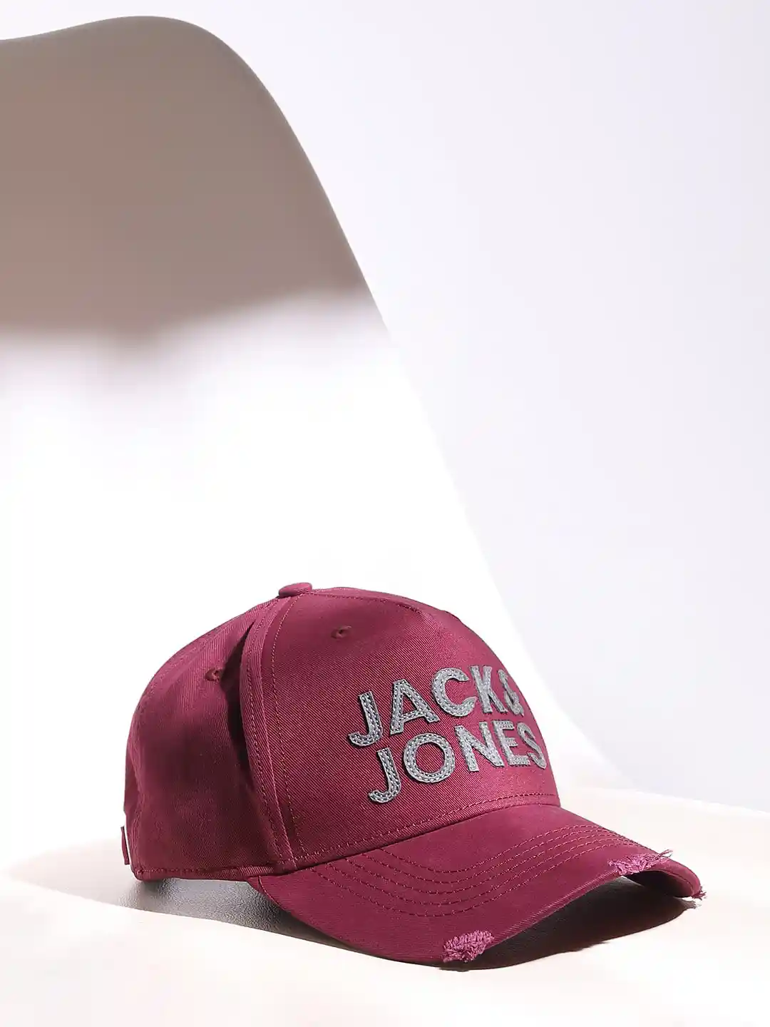 Buy Jack Jones Men Maroon Brand Logo Embroidered Baseball Cap