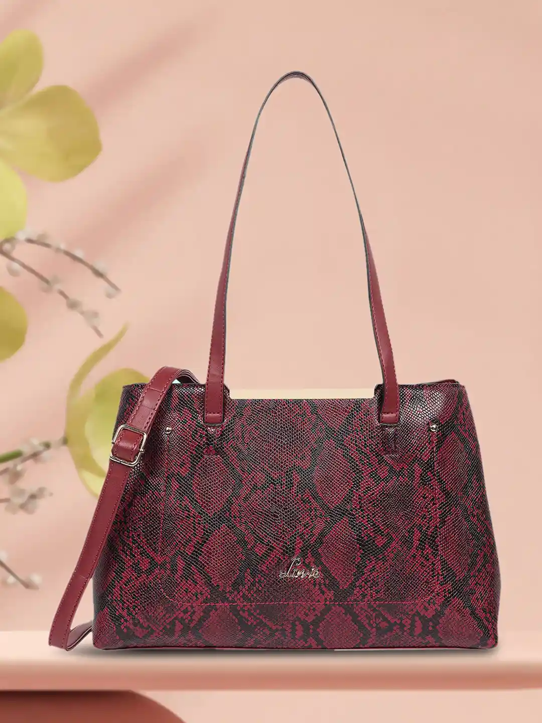 Buy Lavie Pyth Viga Red Snake Skin Textured Shoulder Bag