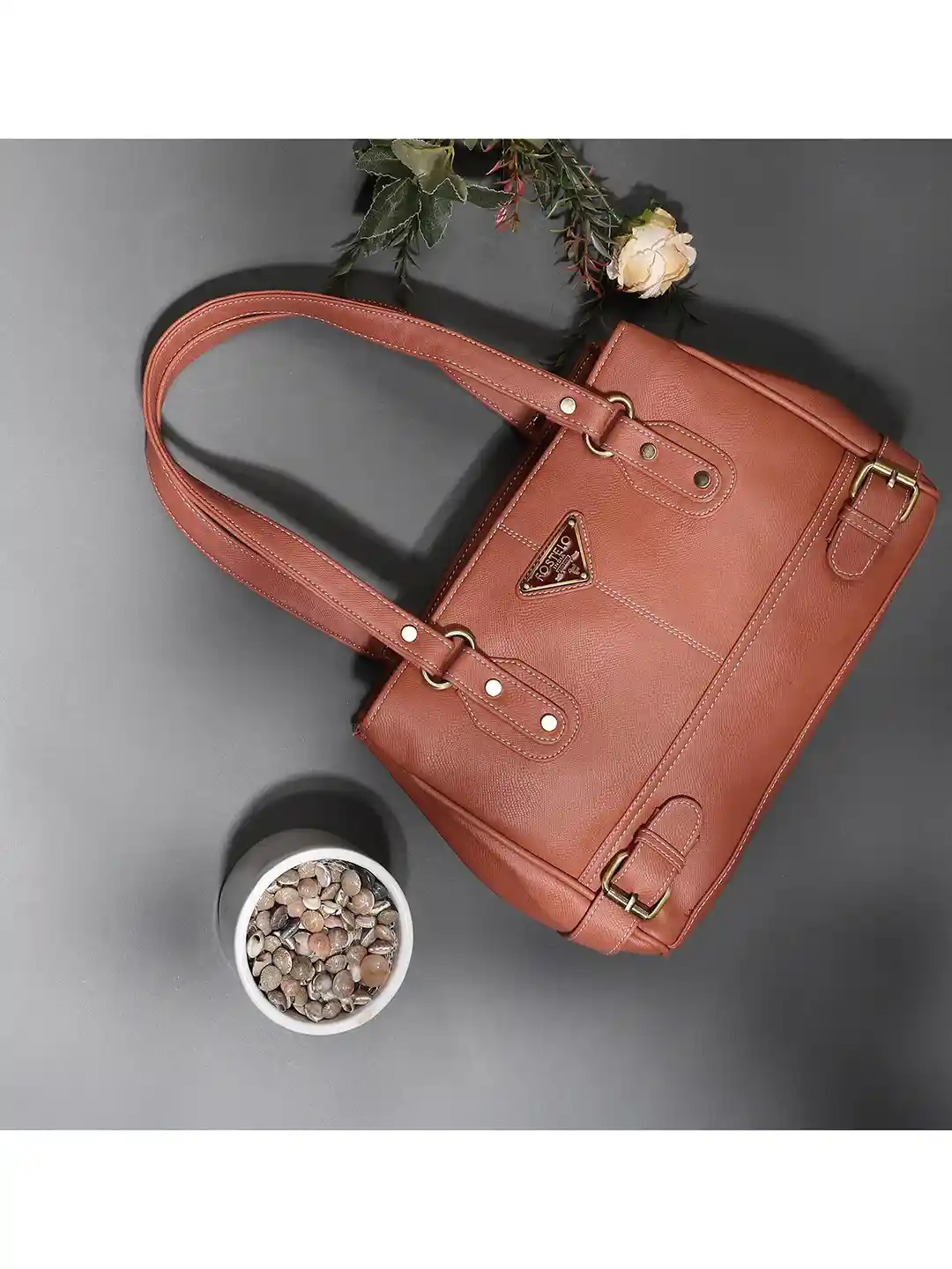 Buy Fostelo Rose Gold PU Structured Shoulder Bag Handbags for