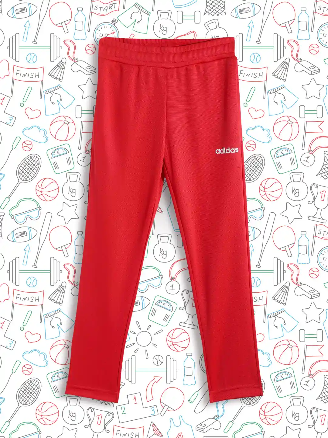 ADIDAS Girls Red Solid Brand Logo Print Detail Logo PT Track Pants