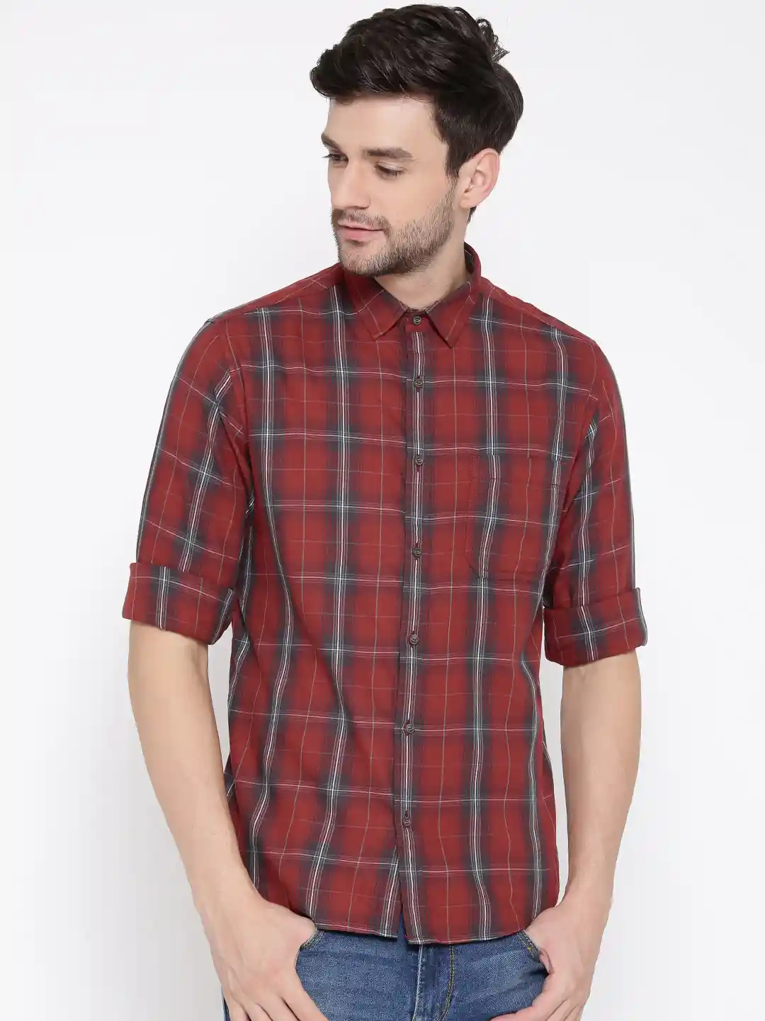 Buy Pepe Jeans Men Red Grey Checked Casual Shirt Shirts for