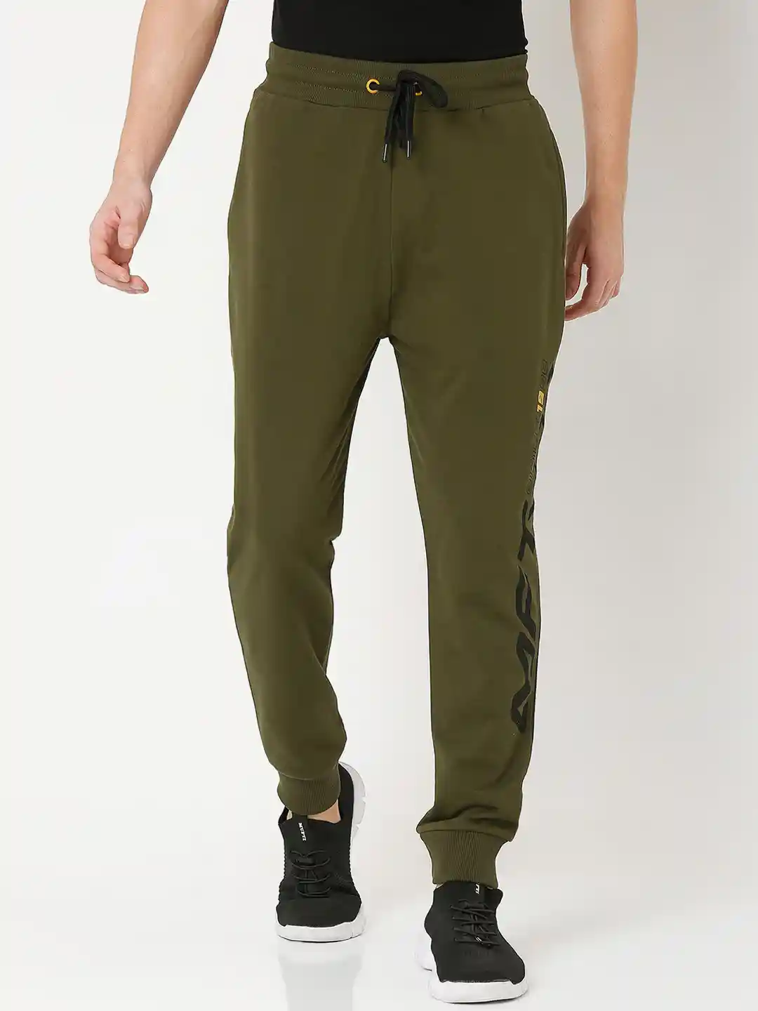 Buy Mufti Men Olive Green Loose Fit Joggers Trousers Trousers