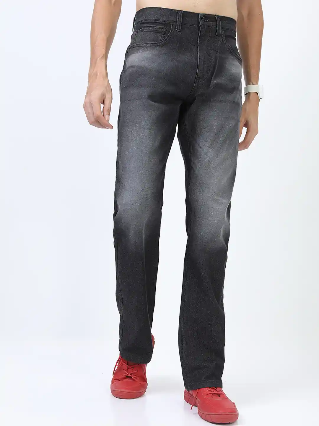 Buy HIGHLANDER Men Black Bootcut Light Fade Stretchable Jeans