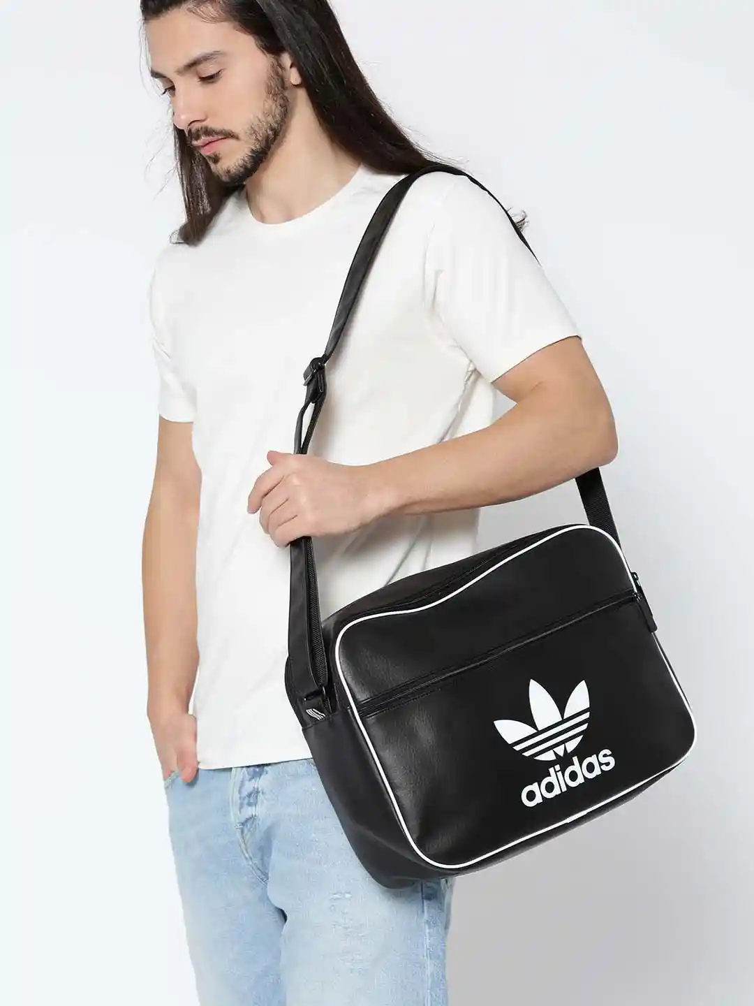 Buy ADIDAS Originals Unisex Black Airliner AC Clean Messenger Bag