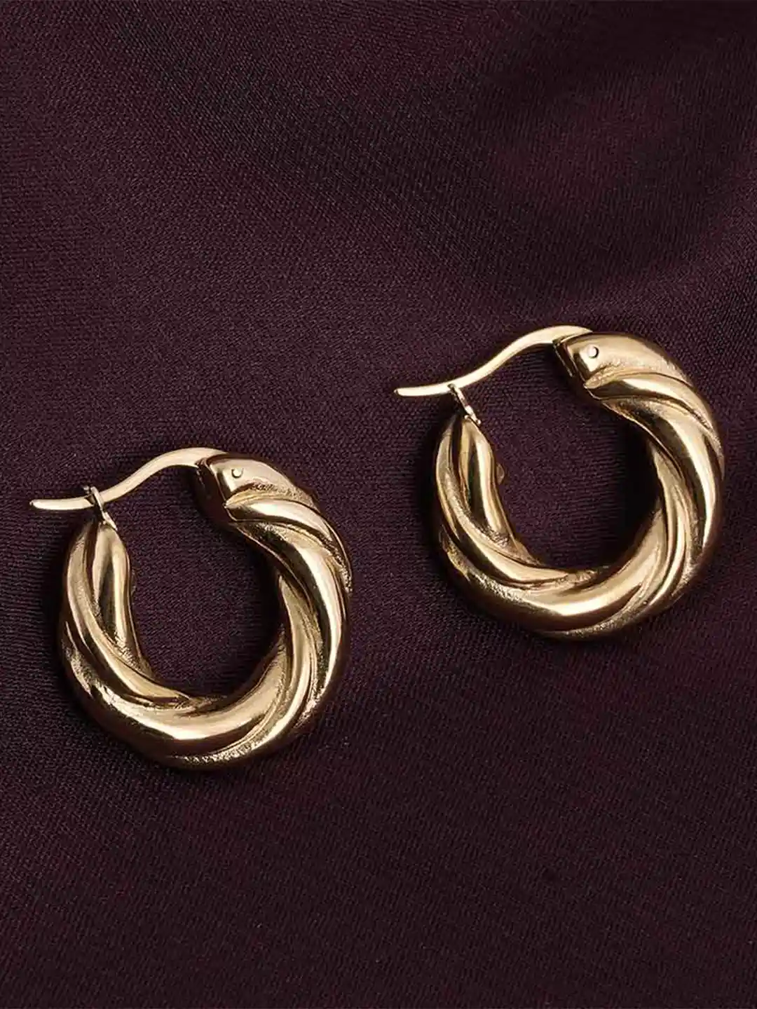 Buy PALMONAS Gold-Toned Circular Drop Earrings Earrings for